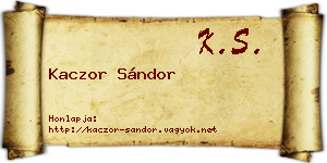 Kaczor Sándor névjegykártya